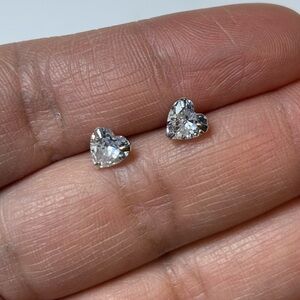 Heart CZ Sterling Silver Studs, Women’s Earrings, Heart Shaped CZs, 925 Sterling